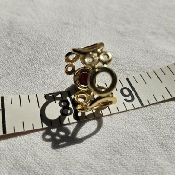 Italian Gold Bubble Ring with Garnet Stone - Picture 5 of 9